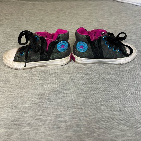 Converse Black and Pink High-Top Sneakers with Canvas Upper - Picture 2 of 7